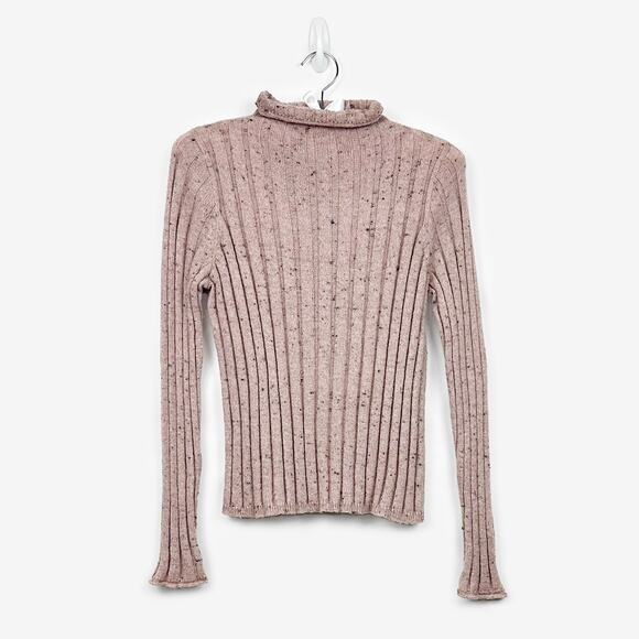 Madewell Donegal Evercrest Sweater Medium Pink Turtleneck Coziest Yarn Rib - Picture 1 of 4